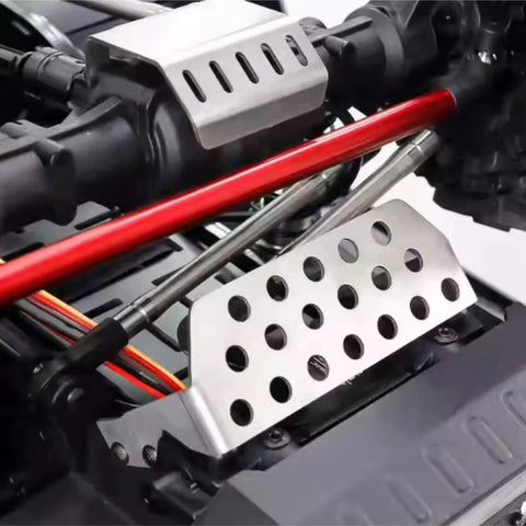Close-up view of 1/8 Scale Stainless Steel Frame Chassis With Bumper And Body Shell Upgrade Kit For Emo X4 EMOX4 Dope Heavy Duty Metal