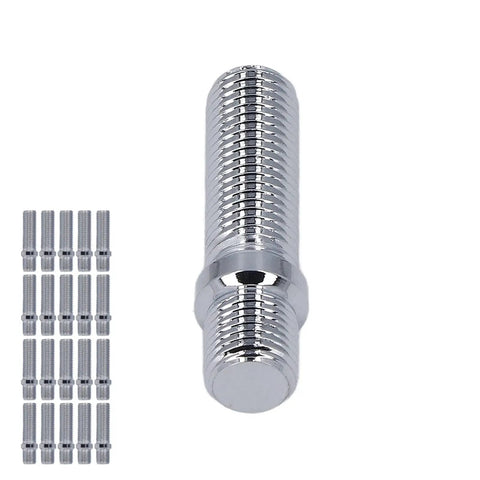 Heavy Duty 20 Pack Extended Wheel Conversion Studs For European Rides Fit Tuner Cars 50 Mm Length Grade 10.9 Zinc Plated Steel Replacement Kit Ensures Rock Solid Aftermarket Rim Safety, chrome stud set
