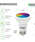 Smart WiFi LED Bulbs PAR20 Dimmable Color Changing RGBCW 5W Outdoor Flood Light With Alexa And Google Assistant dimensions