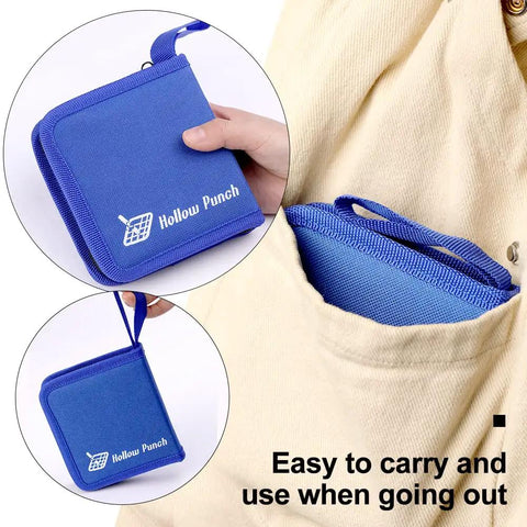 15 Piece Leather Hole Punch Set Round Hollow Punch Kit For Leatherworking And Crafting Watch Bands Belts Canvas And Paper Sizes From 1mm To 11mm Durable Carbon Steel Tools Pro Grade Handy And Reliable in blue case.