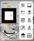 Six Pack 6 Inch Ultra Thin LED Recessed Lighting With Five CCTs Selectable Black Slim Wafer Light IC Rated Metal Junction Box