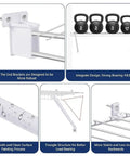 Beefy Heavy Duty Steel Wire Shelf Brackets Set With 6 Clamps And 2 End Brackets For 12 Inch Wire Shelves, shown with weights