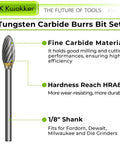 Close-up of a tungsten carbide burr with details, used in 20 Piece Tungsten Carbide Burr Set For Dremel And Small Rotary Tools.
