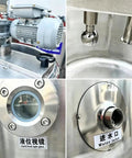 Top Shelf Heavy Duty 500L Milk Pasteurizer Machine For Commercial Dairy Plants Featuring Pro Level Automatic Temperature Regulation And Plug And Play Yogurt Production Integration, showing motor, water inlet, and sight glass.
