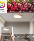 Modern LED Ceiling Light With Wood Flush Mount Design, Circular Lighting Fixture With Acrylic Lampshade, 4000K Neutral White