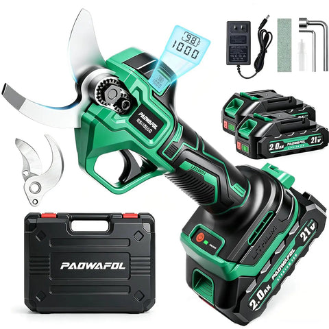 Powerful 2.5 Inch Cutting Capacity Cordless Pruning Shears With Brushless Motor Dual 2Ah Batteries SK7 Blade And LCD Display