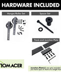 Black Rustic Non-Bypass Sliding Barn Door Hardware Kit For One Door With 6.6 Ft Flat Track And Spoke Wheel Roller Built Tough