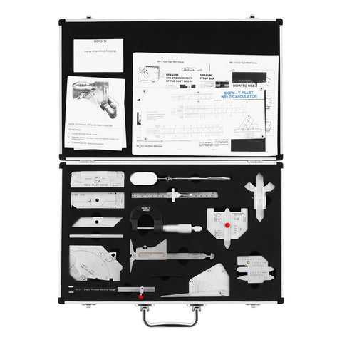 13 Piece Welding Gauge Tool Inspection Kit With Mirror And Box Welding Inspection Ruler Set And Test Measure Gauge Stainless Steel