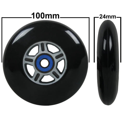 Replacement 100mm Scooter Wheels With ABEC 7 Bearings And Handlebar Grips 24mm Wide Black On Black For A High Performance High Rebound Ride That Feels Like New Fits Most Scooters