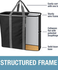 Collapsible Laundry Caddy 2 Pack 64L Cream Charcoal Foldable Laundry Basket with sturdy wire frame and solid board base