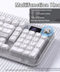 Tri Mode Wireless Gaming Keyboard Bluetooth 5 0 And 2 4 Ghz Silent Creamy White Keys For Multi Device Switching multifunction knob and keys
