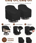 Beefy All Weather Swivel Patio Chair Covers 2 Pack Waterproof Outdoor Furniture Fits 30 W X 34 D X 38.5 H Inch, Black