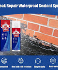Transparent Waterproof Sealant Rapid Dry Spray in a blue packaging beside a brick wall, ideal for sealing cracks.
