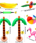 Tropical Inflatable Party Decor Set Twelve Pack Palm Tree Flamingo Beach Ball Parrot Banana For Beach Pool Backyard Parties And Summer Fun