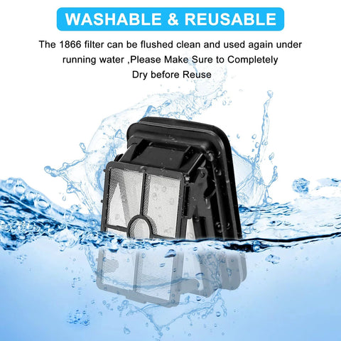 Black replacement CrossWave filter cartridge with dual mesh panels, partially submerged in water.