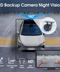 HD backup camera display from Universal 7 Inch HD CarPlay Screen with Wireless CarPlay, showing wide viewing angle.