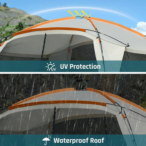 Screen House Tent 12x12 Feet Screen Room With Mesh Gazebos And Two Zipper Doors Ideal Camping Shelter showcasing UV protection and waterproof roof