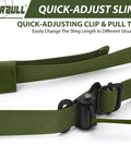 Quick Adjust 2 Point Rifle Sling With HK Hook Padded Shoulder Pad Hands Free Carry For Rifle Shotgun Crossbow Easy Quick Release Buckle