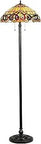 Serenity Tiffany-Style Victorian Floor Lamp With Two Lights Handcrafted Stained Glass Copper Foiled Glass 18 Inch Shade Crystal Accents