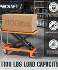 Heavy Duty Hydraulic Lift Table Cart With 1100 Lb Capacity Reliable Pump Smooth Operation Easy To Use For Material Handling Tasks. Loaded with a box.