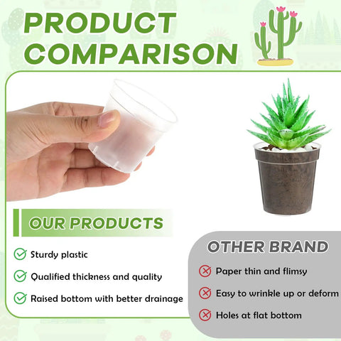 Clear 2 Inch Mini Plastic Plant Pots 200 Pack Seedling Starter Pots With Drainage Holes Product Comparison