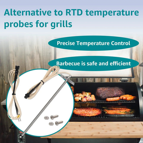Pro Grade Precision RTD Temperature Probe Sensor For Z-Grill 700 Series Pellet Grills Replacement ZG-RTD-2 7-inch stainless steel probe