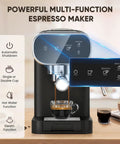 Straight Out The Coffeehouse, Espresso Maker With Auto Milk Frother And Touchscreen Controls, features touchscreen and coffee brewing.