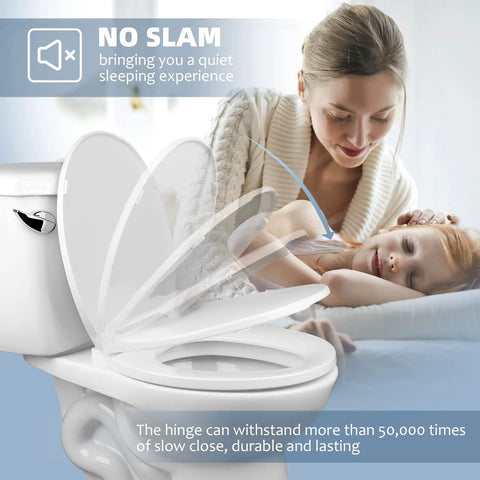 Round Toilet Seat With Slow Close Hinges Thick Durable Engineering Plastic No Wiggle Or Loosening Easy To Install And Clean