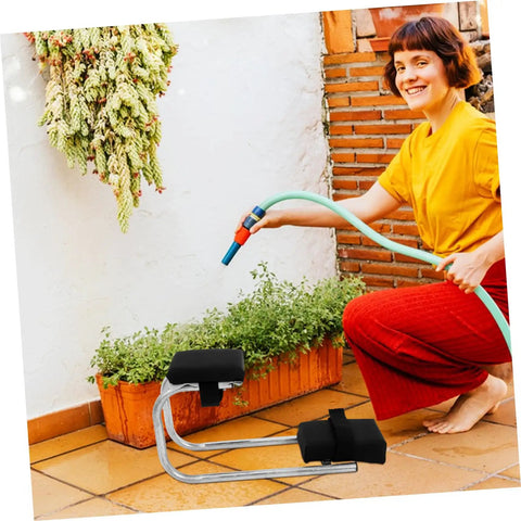 Portable Gardening Kneeler And Seat With Wearable Foam Pad And Non Slip Base Heavy Duty Workhorse Garden Bench next to woman watering plants
