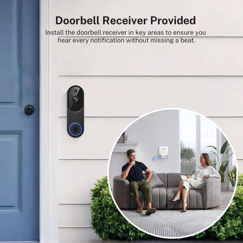 1080P Wireless Video Doorbell With Two Way Audio, Night Vision, AI Motion Alerts, Pre-Capture Recording, AES-128 Encrypted Cloud Storage