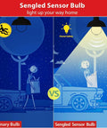 Motion Sensor LED A19 Bulbs With Dusk To Dawn, Soft White 3000K, 800 Lumens, 8.8W, 60W Equivalent, Indoor Outdoor No Brainer Lighting For Porch, Garage, Hallway, 2 Pack in sensor bulb comparison graphic