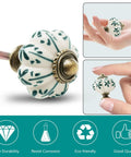 Ivory Pumpkin Ceramic Cabinet Knob with Vintage Leaf Pattern shown with mounting screw for Dresser Cabinet Door Replacements