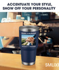 Top Shelf 30oz Custom Coffee Tumbler Stainless Steel Double Wall Vacuum Insulated Cooler Cup With Durable Waterproof Graphic Wrap Custom photo of a dog.