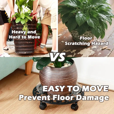 Comparison of Heavy Duty Rolling Plant Stands With Wheels Two Pack Metal Plant Caddy Smooth Cast Iron Rollers For Indoor Plant Pots.
