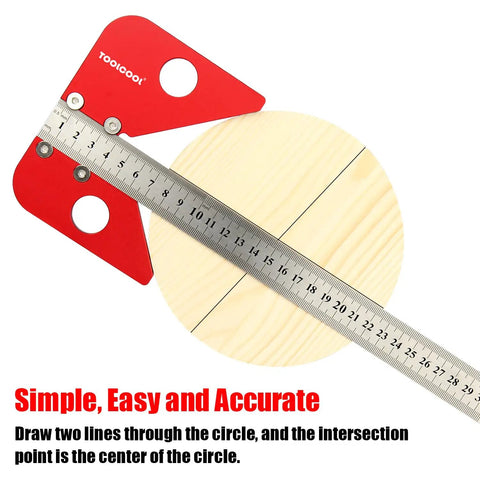 Go To Center Finder Tool Pro Grade For Woodworking And Lathe Quick Accurate Circle Centering And Marking Tool with ruler on wood