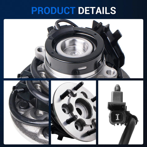 Close-up of Direct Fit Front Left Wheel Bearing And Hub Assembly 515106 for Chevy Colorado, GMC Canyon, Isuzu I-280, I-290 RWD, Six Lug, ABS
