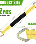 2 Pack 36 Inch By 2 Inch Axle Tie Down Straps With Protective Sleeves And D Rings, Heavy Duty Car Tie Down Straps, yellow strap with D rings