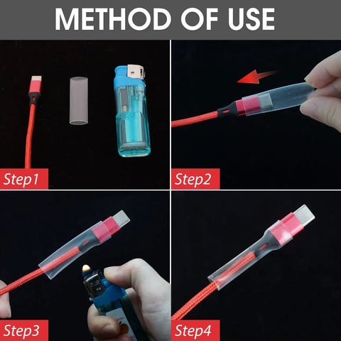 Clear Heat Shrink Tubing Kit With 580 Pcs EVA Material In 11 Sizes Pro Grade Heavy Duty For Electrical Insulation Wire Repair And Connectors Durable Fire Resistant Tubing With Handy Storage Case in use with step-by-step instructions.