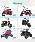 Various mini bikes and 4-wheelers compatible with All Terrain Tire 145/70-6 For Mini Bikes And Go Karts, ATV UTV Ready.