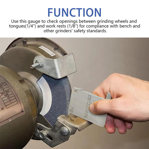 Solid Bench Grinder Safety Gauge With Dead Nuts Accurate Magnetic Holder And Portable Storage Box checking wheel clearance and alignment.