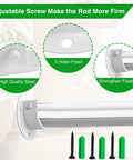 Heavy Duty White Closet Rod Brackets Built Different Stainless Steel U Shaped Wall Mount Sockets with adjustable screws and fixing details.