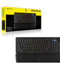 96 Percent Compact Mechanical Gaming Keyboard With Smooth Linear Switches That Hit Different Combined With A Built In LCD Stream Deck Rotary Knob And Dedicated Macro Buttons For Players Who Mean Business On The Battlefield on a sleek black background with RGB lighting.