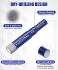 Geuoaoa 7-Piece diamond drill bit set for ceramic, glass and tile; blue drill bit with 1/2" round shank.