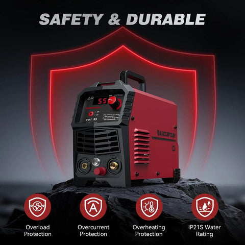 Front view of 55A Plasma Cutter With Non Touch Pilot Arc And High Frequency Start, 120/240V Dual Voltage IGBT Inverter on a rock