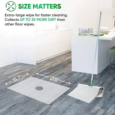 Huge Wet Floor Wipes For Squeegee Stick Extra Thick Multi Surface Cleaning Wipes With Fresh Aroma 27.5 X 15.7 Inch on floor