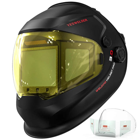 Auto Darkening Welding Helmet With 180 Degree Panoramic View True Color Lens Internal Digital Display, side view