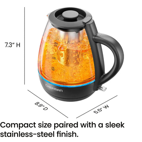 Electric Kettle With Tea Infuser 1L Compact 1500W Fast Boil Auto Shut Off No Fuss Boil Dry Protection Removable Lid