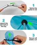 Assembly steps for 6.56ft Foldable Beach Tent Poles Replacement For Grande Canopy with elastic cord and foam support