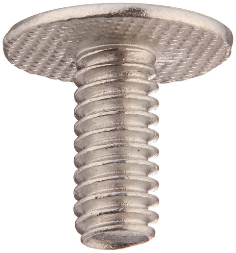 Close-up of Slick Three Eighths Inch Aluminum Screw Posts With Matching Screws, showing the threaded design and silver finish.
