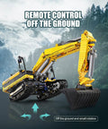 RC Excavator Building Set With 1830 Pieces, Remote Control Construction Vehicle Model in action with rotating shovel